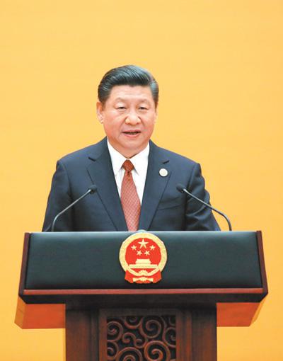 　5月14日，国家主席习近平在北京人民大会堂举行宴会，欢迎出席“一带一路”国际合作高峰论坛的外方代表团团长及嘉宾。习近平发表致辞，代表中国政府和人民热烈欢迎各位贵宾的到来。新华社记者&nbsp;刘卫兵摄&nbsp;